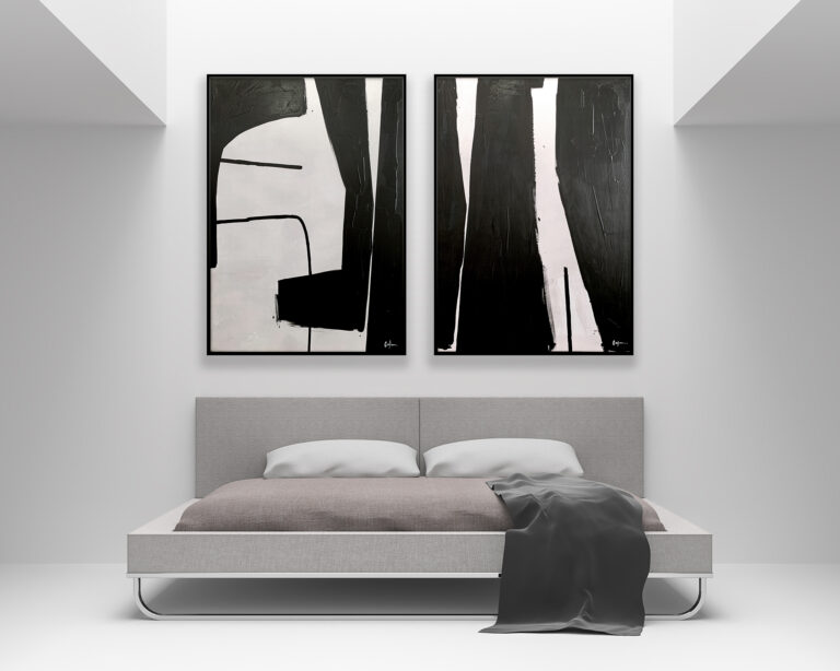 Komposition minimalistischer abstrakter Kunst in Schwarz-Weiß