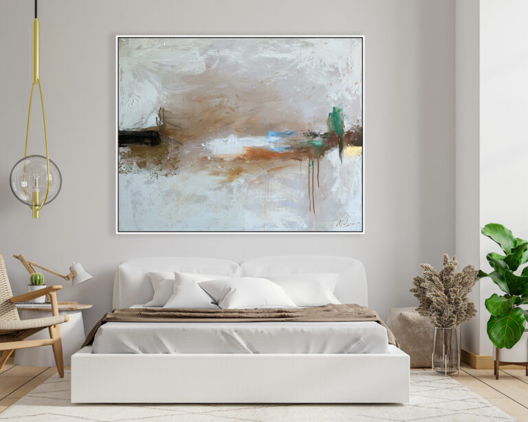 Komposition mit abstrakter Leinwand in sanfter Palette