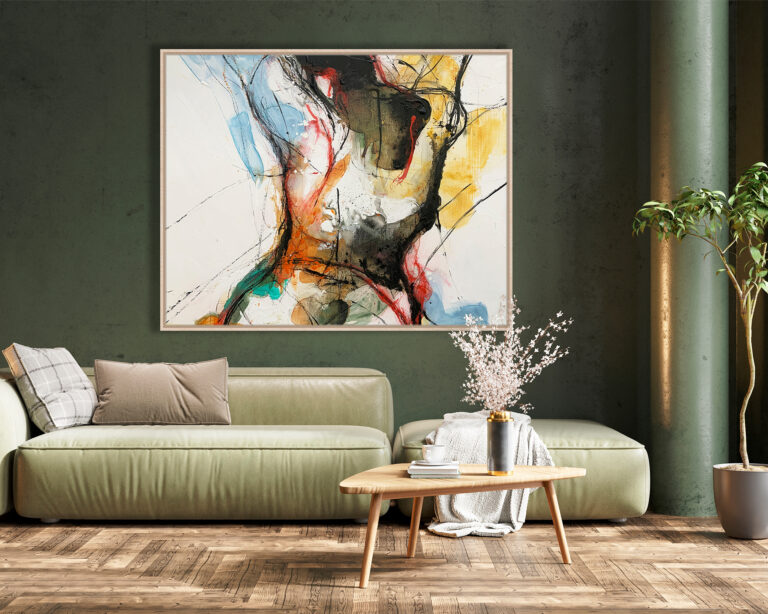 Komposition mit abstraktem Werk voller lebendiger Farbkraft