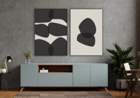 Minimalistisches Werk in Schwarz-Weiß