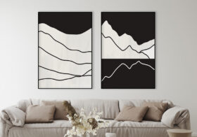 Minimalistisches abstraktes Werk in Schwarz-Weiß