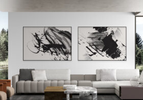Kunstwerk in schwarzer Tusche