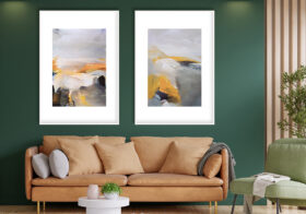 Abstrakte Landschaft mit goldenen Reflexen