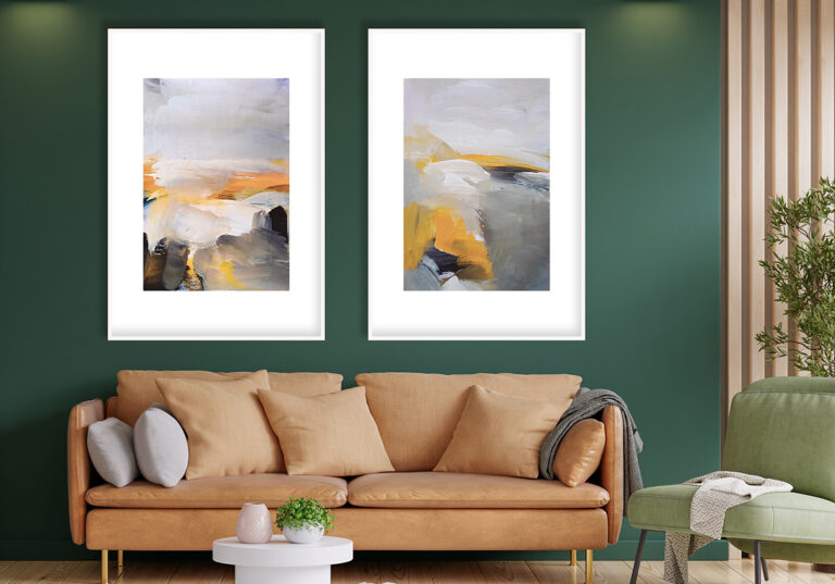 Abstrakte Landschaft mit goldenen Reflexen