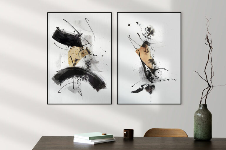 Abstraktes Motiv in Beige und Schwarz