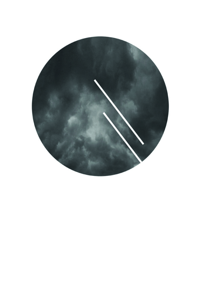 Minimalistisches abstraktes Motiv mit düsterem Himmel.