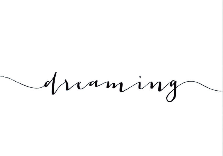 Elegante Kalligrafie des Wortes „Träumen“.