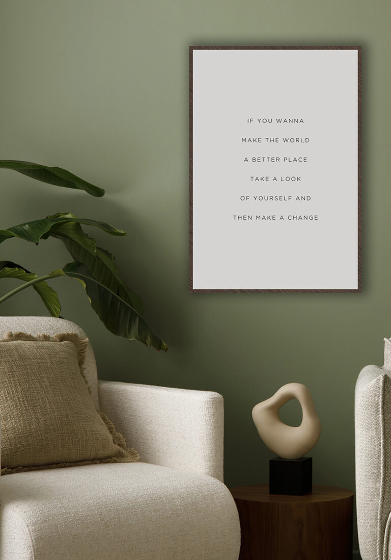 Minimalistische Typografie-Kunst mit Motivationszitat.