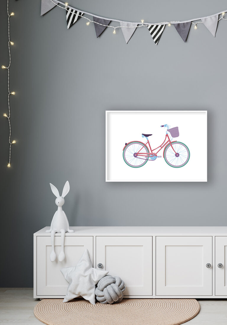 Buntes Fahrrad: Vintage-Illustration für Radsportfans
