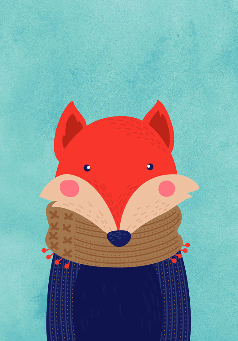 Niedlicher Fuchs: Kinderillustration zur Dekoration