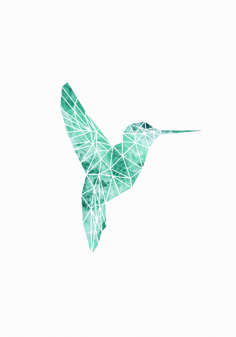 Geometrischer Kolibri: Digitale Kunst für Naturliebhaber