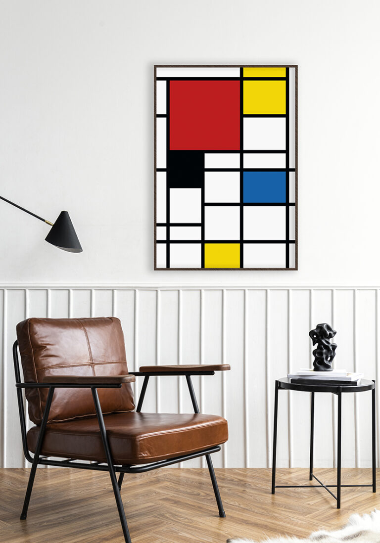 Abstrakte geometrische Kunst: Leuchtende Farben und dynamische Formen