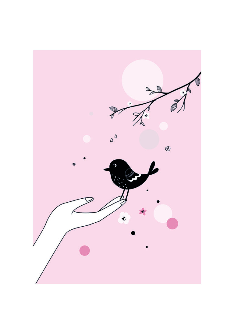 Minimalistischer Vogel: sanftes, ruhiges Design