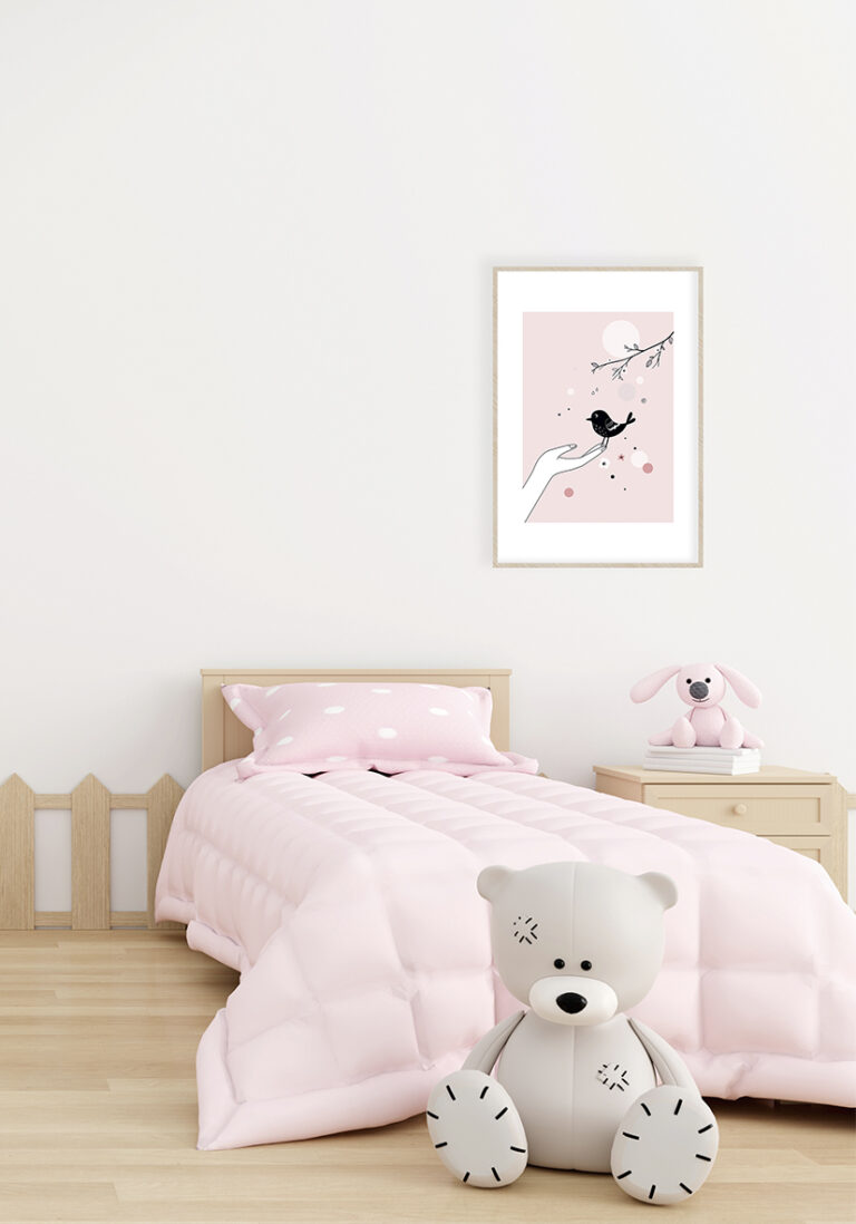 Minimalistischer Vogel: sanftes, ruhiges Design