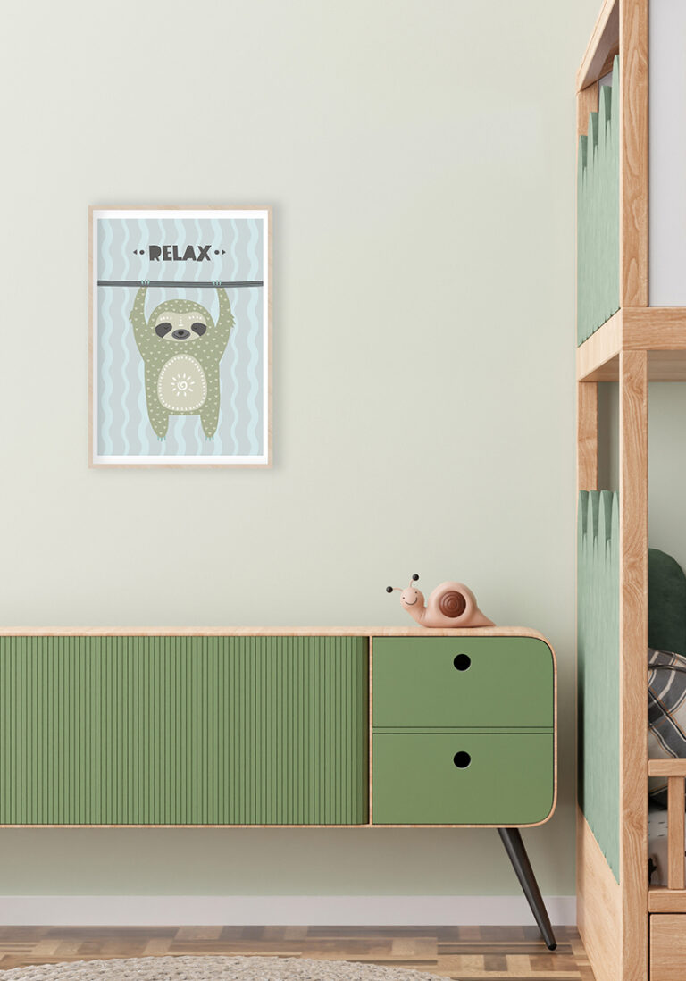 Entspanntes Faultier: lustige Illustration zur Dekoration
