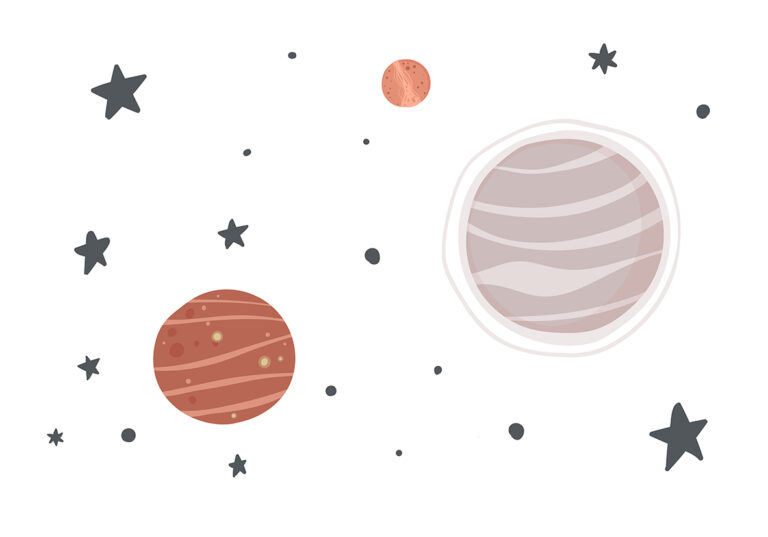 Minimalistische Planeten-Illustration im Cartoon-Stil