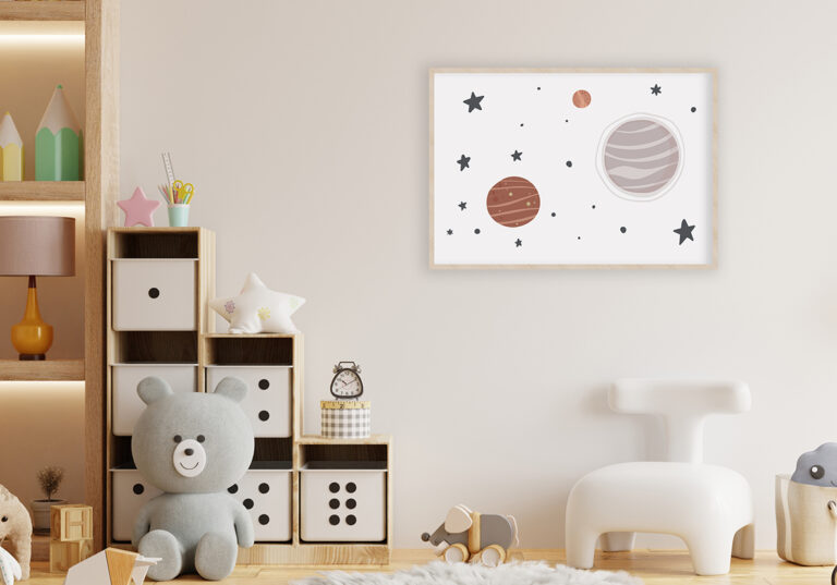 Minimalistische Planeten-Illustration im Cartoon-Stil