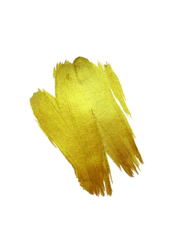Künstlerischer Pinselstrich in metallischer Goldfarbe