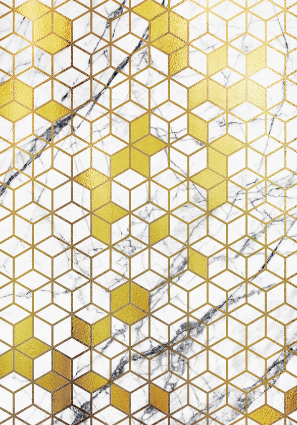 Goldenes geometrisches Muster auf Marmor