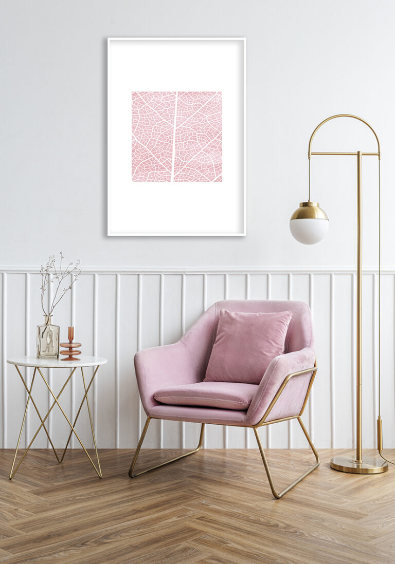Abstraktes Blattmuster als rosa Mosaik