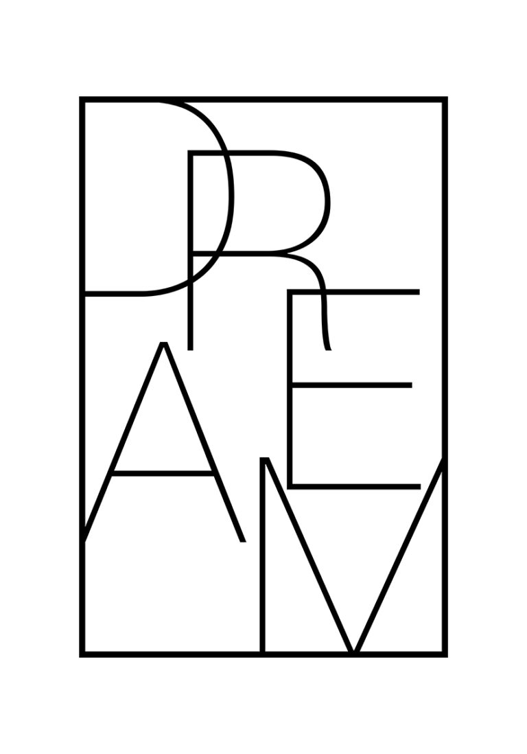 Minimalistisches Typografie-Poster mit dem Wort Dream