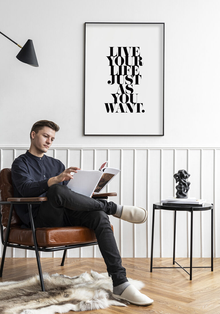 Minimalistischer typografischer Kunstdruck mit motivierender Botschaft