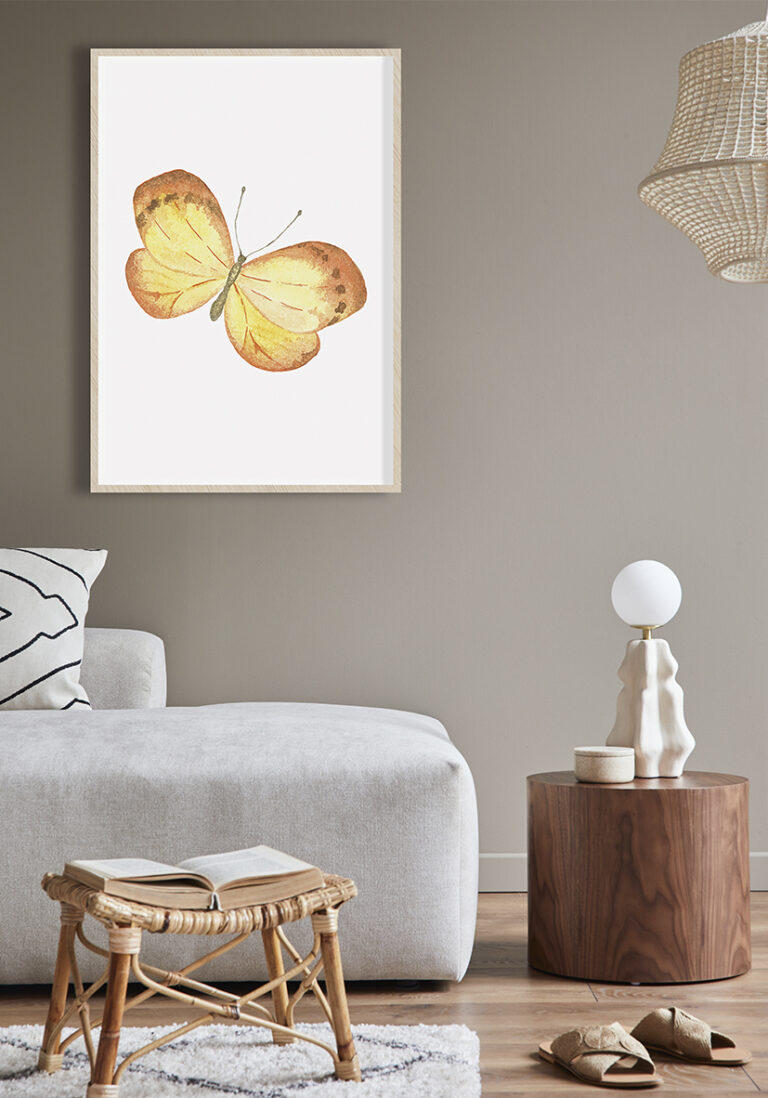 Aquarellillustration eines orangefarbenen Schmetterlings