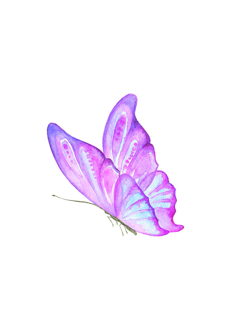 Aquarell-Illustration eines rosa Schmetterlings