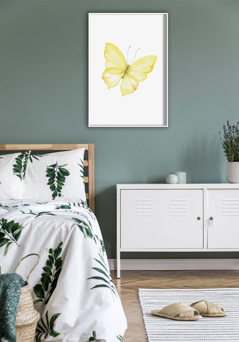 Gelber Schmetterling in Aquarell