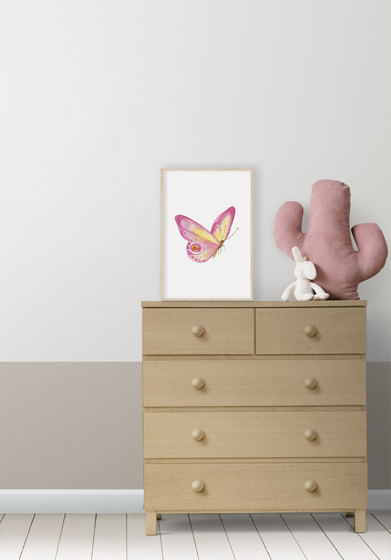 Rosa Schmetterling als Aquarell