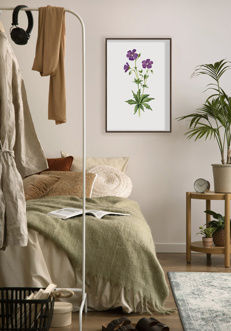 Aquarellillustration leuchtend violetter Blumen