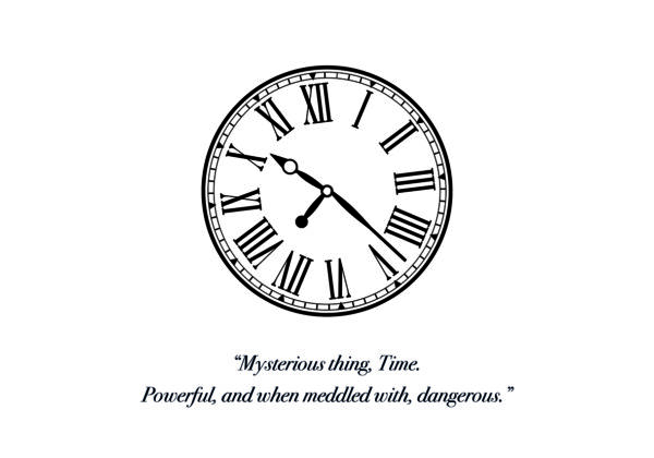 Minimalistische Illustration einer Uhr mit römischen Ziffern