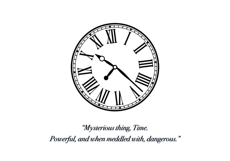 Minimalistische Illustration einer Uhr mit römischen Ziffern