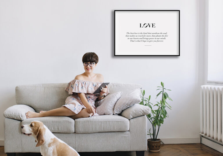 Minimalistischer inspirierender Spruch über die Liebe