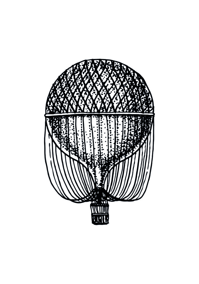 Vintage-Illustration eines Heißluftballons