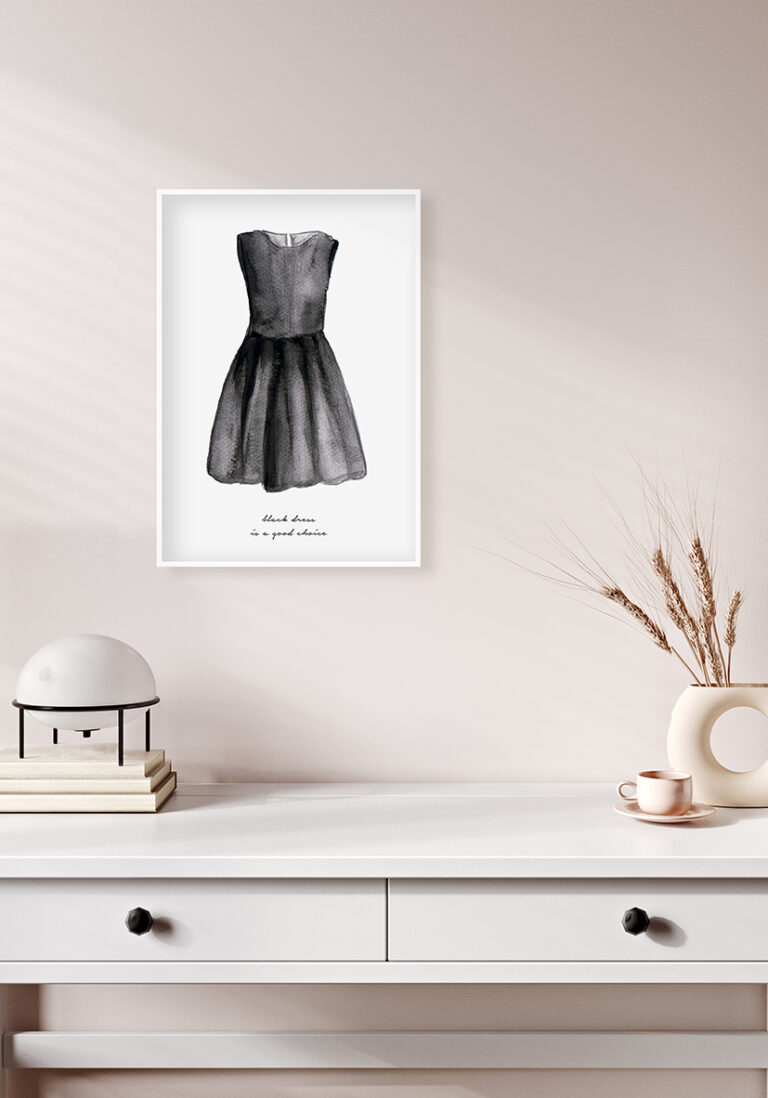 Elegante Illustration eines schwarzen Kleids