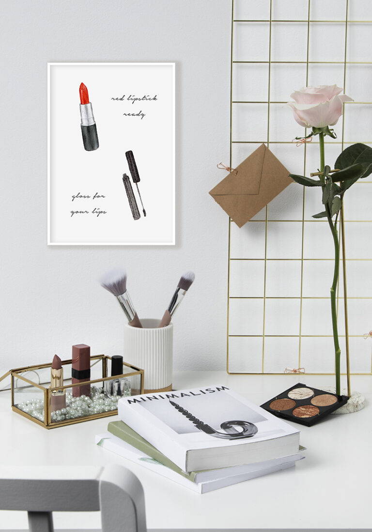 Aquarell von Lippenstift und Lipgloss