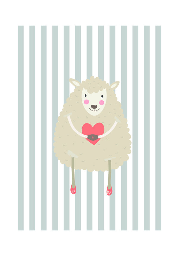 Niedliche Schaf-Illustration im Cartoon-Stil