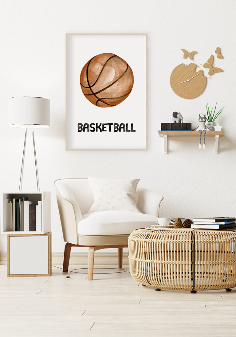 Aquarellillustration eines Basketballs
