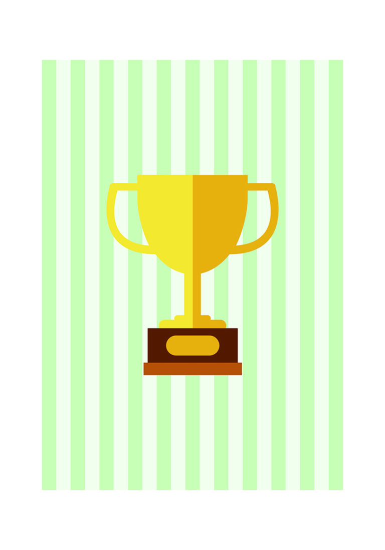 Schlichte Illustration eines Pokals auf gestreiftem Grund
