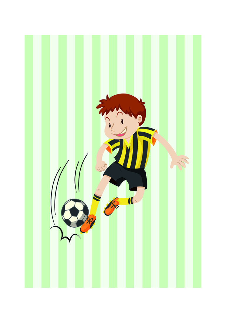 Illustration eines Fußball spielenden Kindes