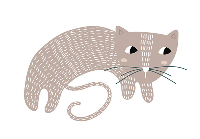 Stilisierte, minimalistische Illustration einer Katze