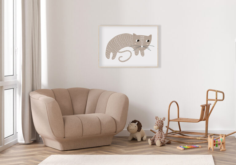 Stilisierte, minimalistische Illustration einer Katze
