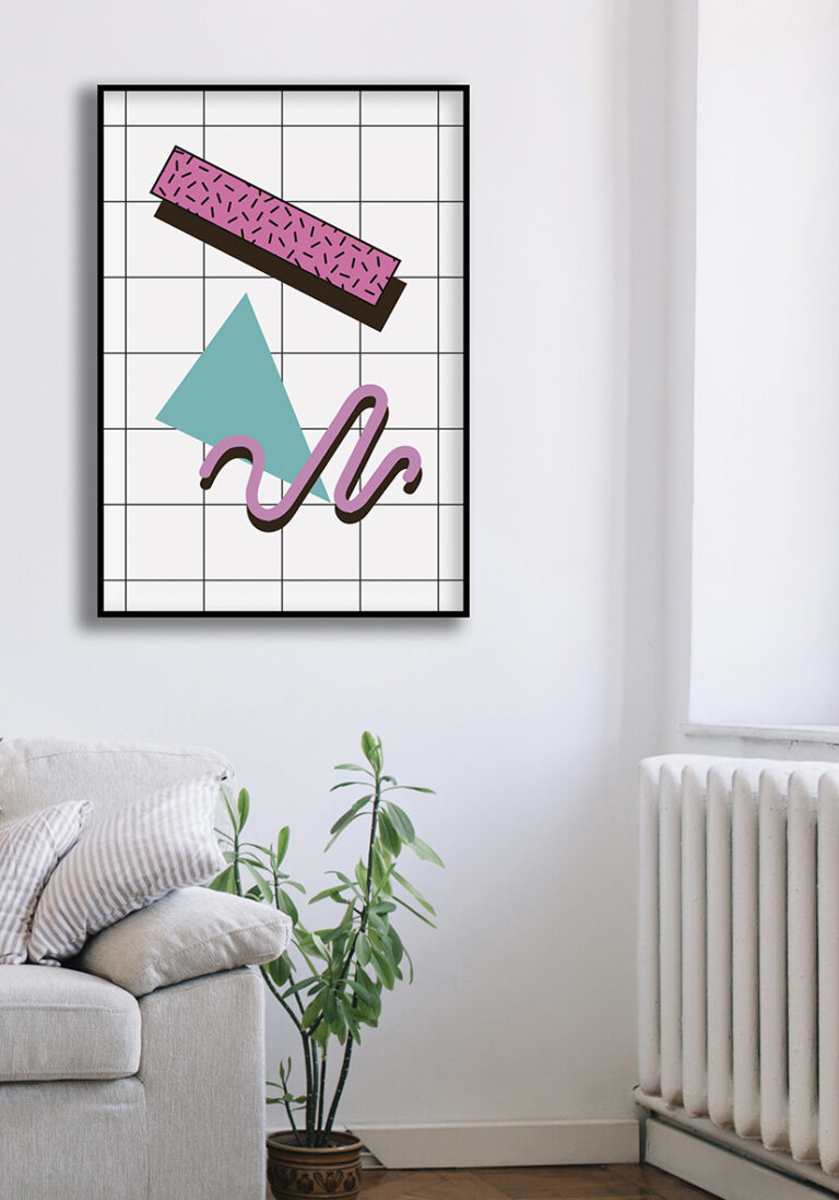 Geometrisches Retro-Design im Memphis-Stil