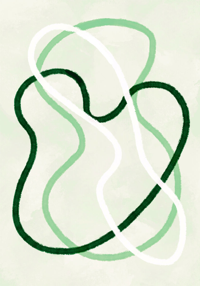 Minimalistische abstrakte Kunst mit Wellenlinien