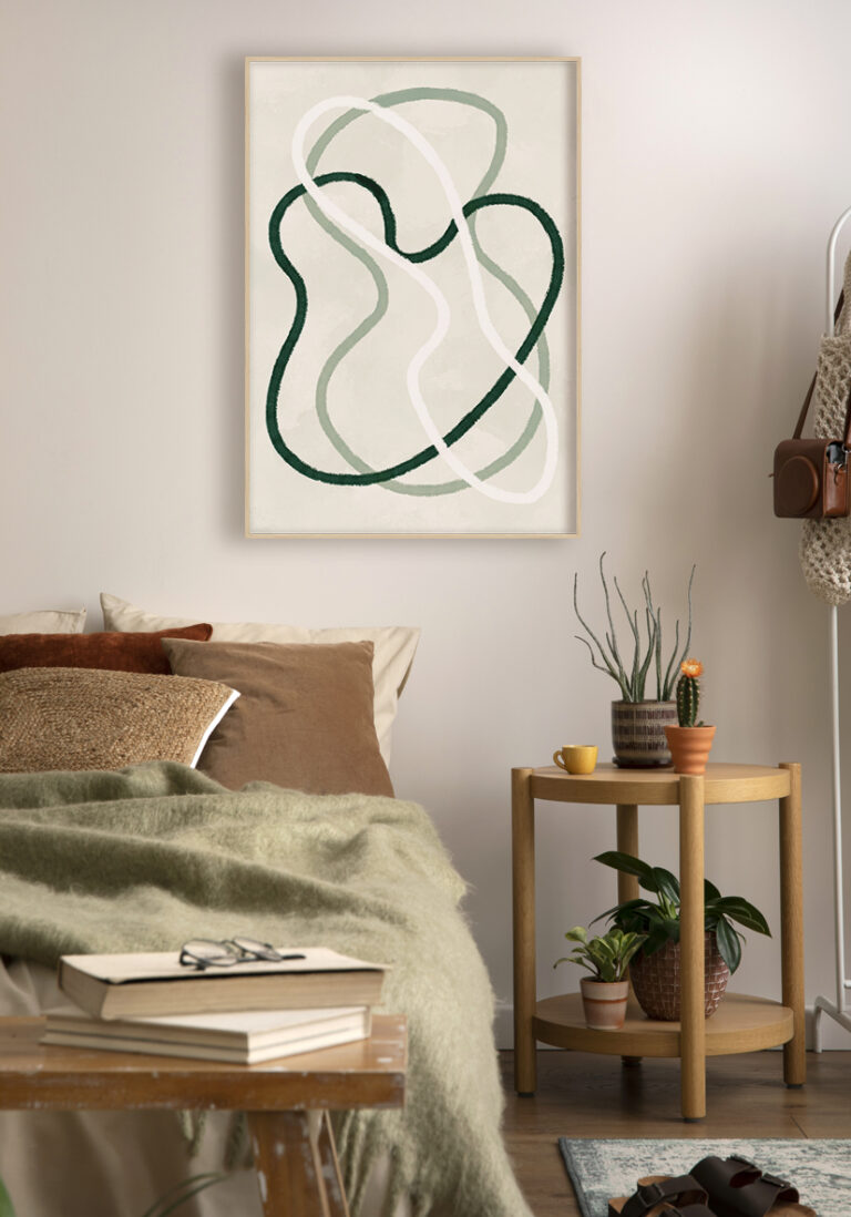 Minimalistische abstrakte Kunst mit Wellenlinien