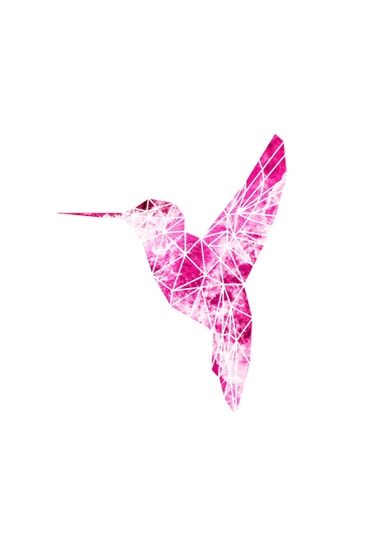 Geometrische Illustration eines roten Kolibris