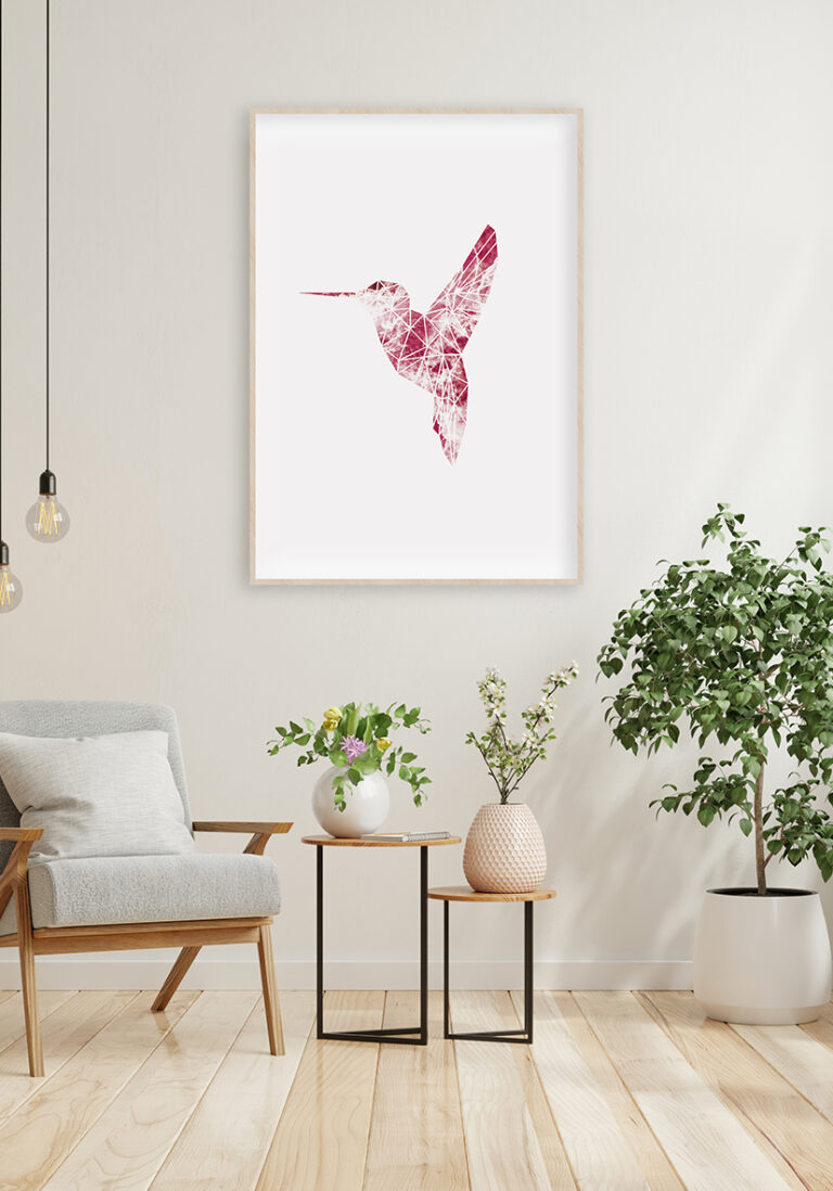 Geometrische Illustration eines roten Kolibris