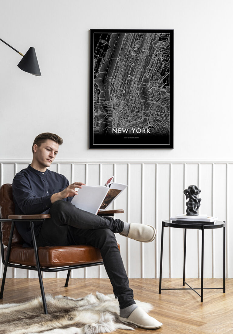 Monochrome Karte von Manhattan