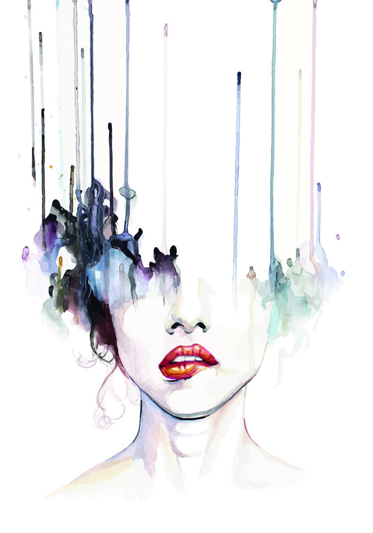 Abstraktes Porträt in Aquarell
